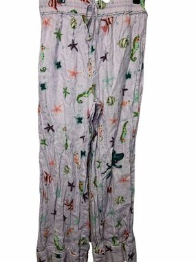 Hill House the Skylar Pant Sea Creatures Sleepwear Linen XS Purple